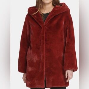 DKNY Faux Fur Hooded Coat – Size M